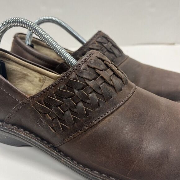 Ugg Clogs Brown Leather Slip On Braided Anila Loafers Women Size 11 (1005427) - Picture 3 of 13